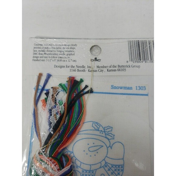 Lace Ornament Kits Stamped VTG 1990s Designs for the Needle Church Snowman NOS - Picture 12 of 16